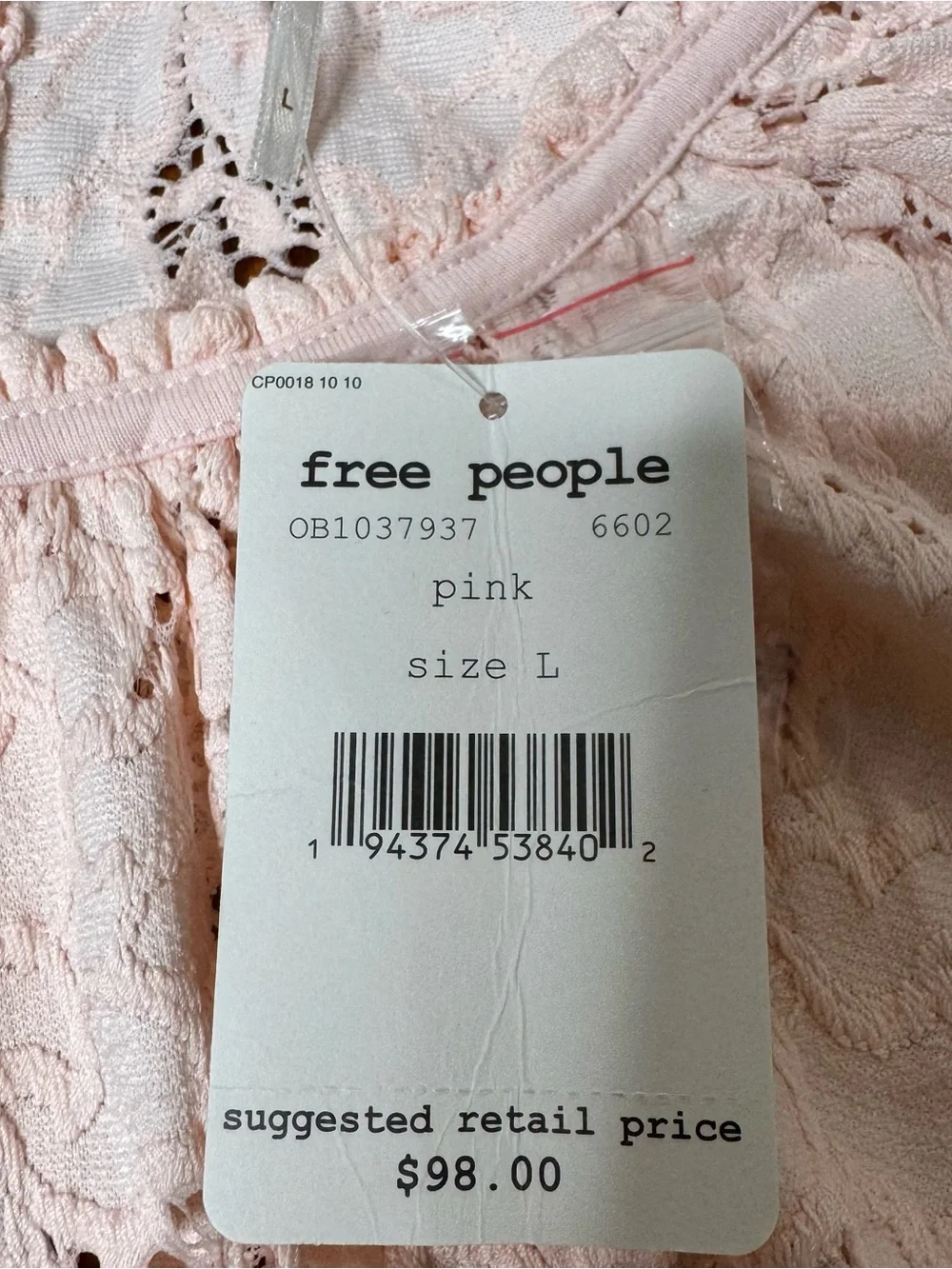 Free People Olivia Lace Balloon Sleeve Blouse Sz L